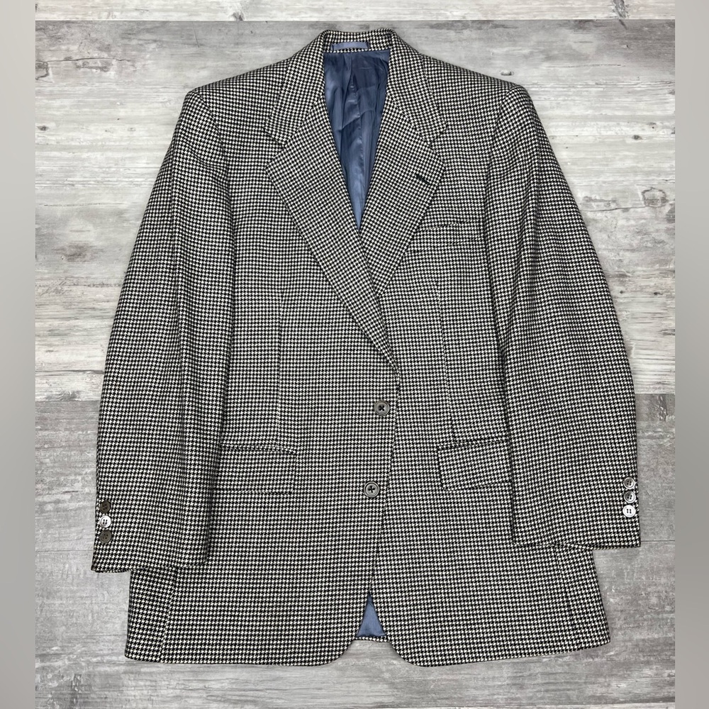 Alan Lebow Black & White Houndstooth Cashmere Sport Coat 40R